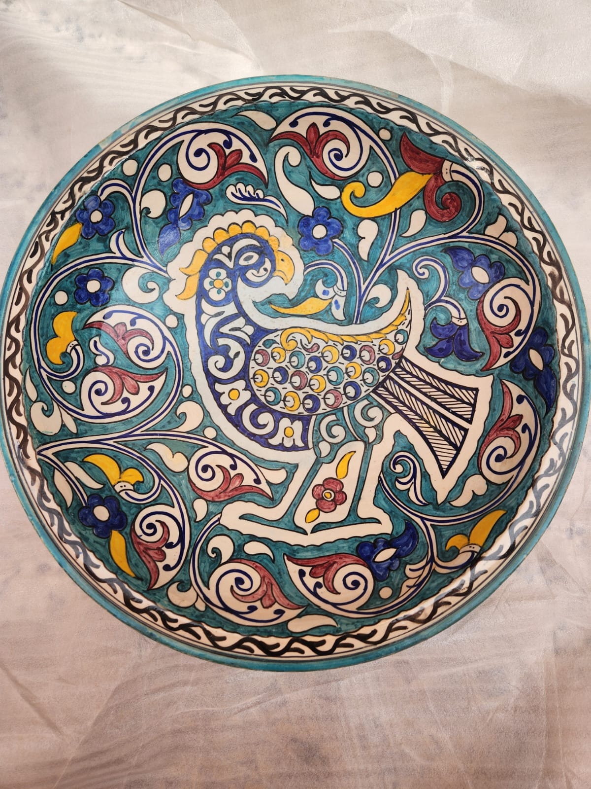 polychromed ceramic dish