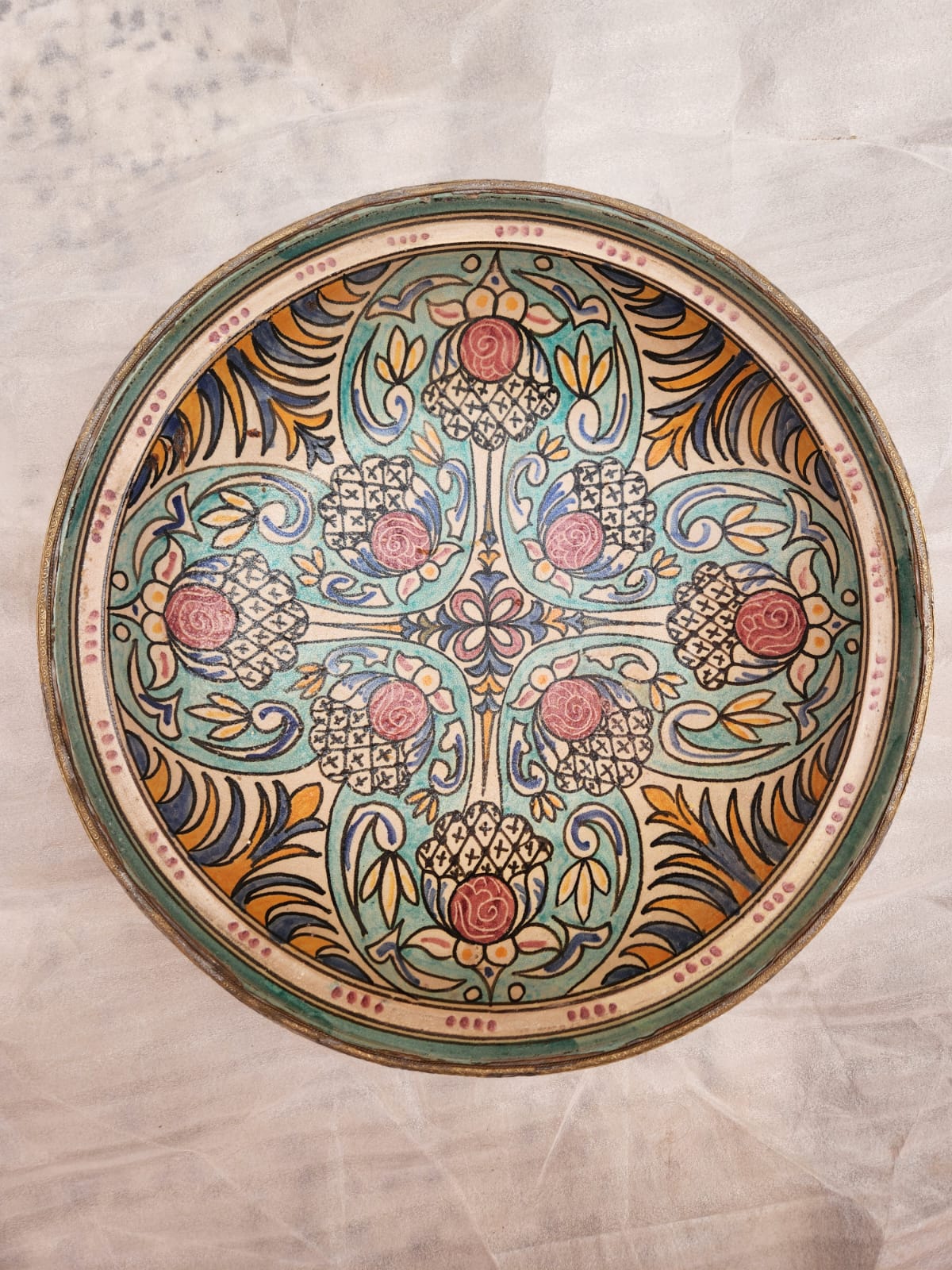 Large polychrome ceramic dish