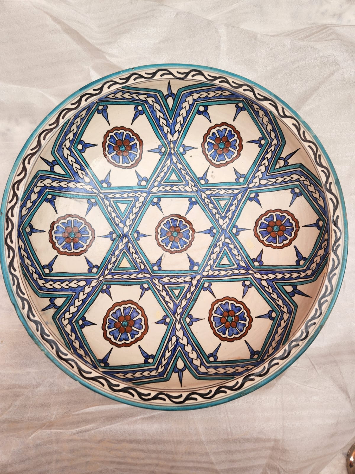 Large polychrome ceramic dish 