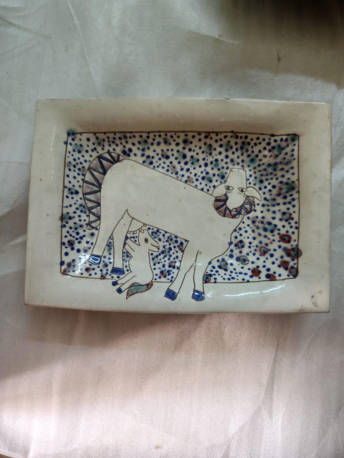 Rectangular lusterware ceramic tile