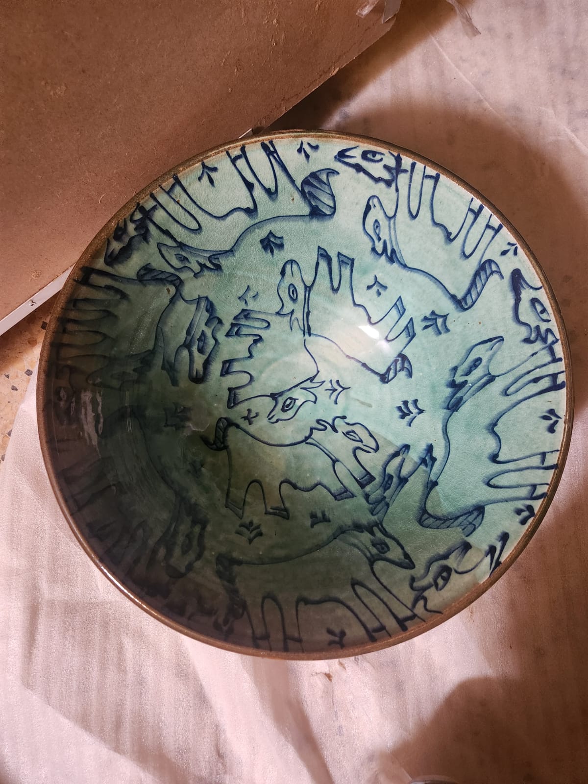 Turquoise blue and blue plate